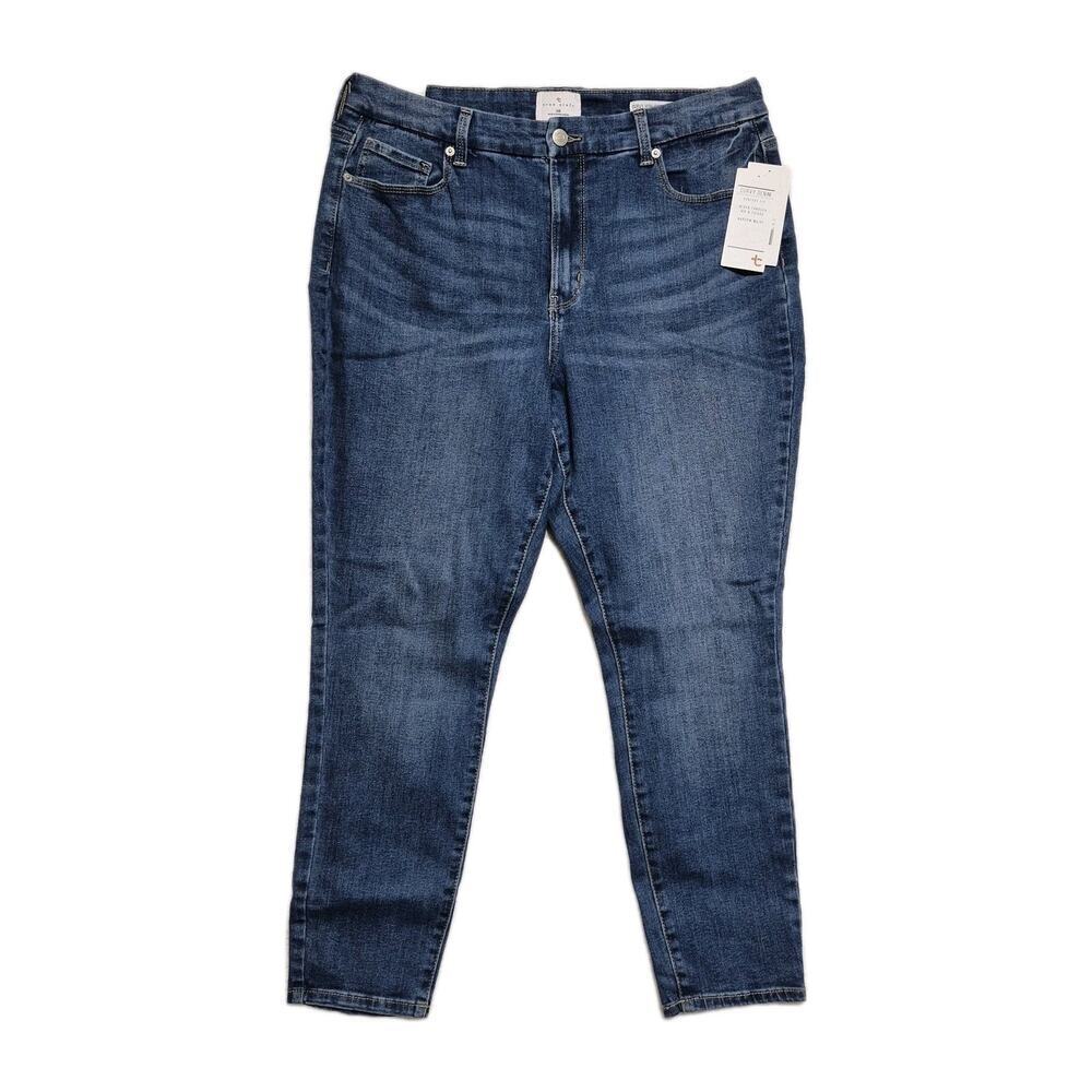 True Craft Curvy High Rise Skinny Jeans Denim Ankle Women 16 Plus Stretch Blue